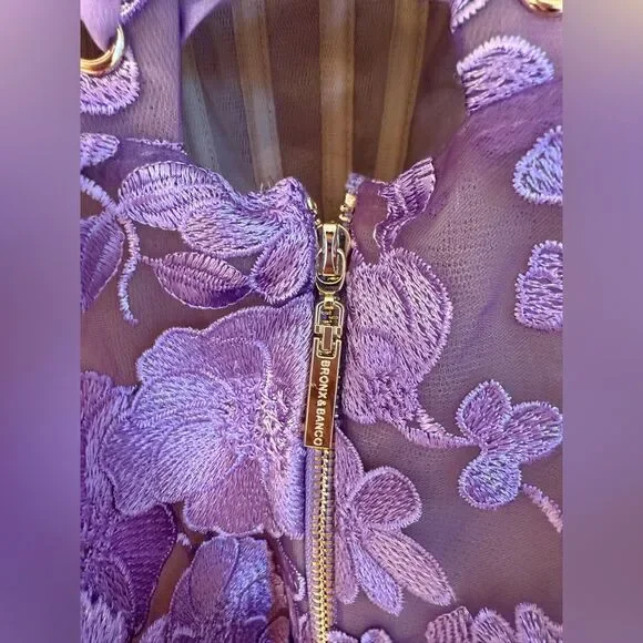 NWOT Bronx and Banco MINI DRESS JASMINE LILAC MARAYA lavender Floral - Picture 12 of 16